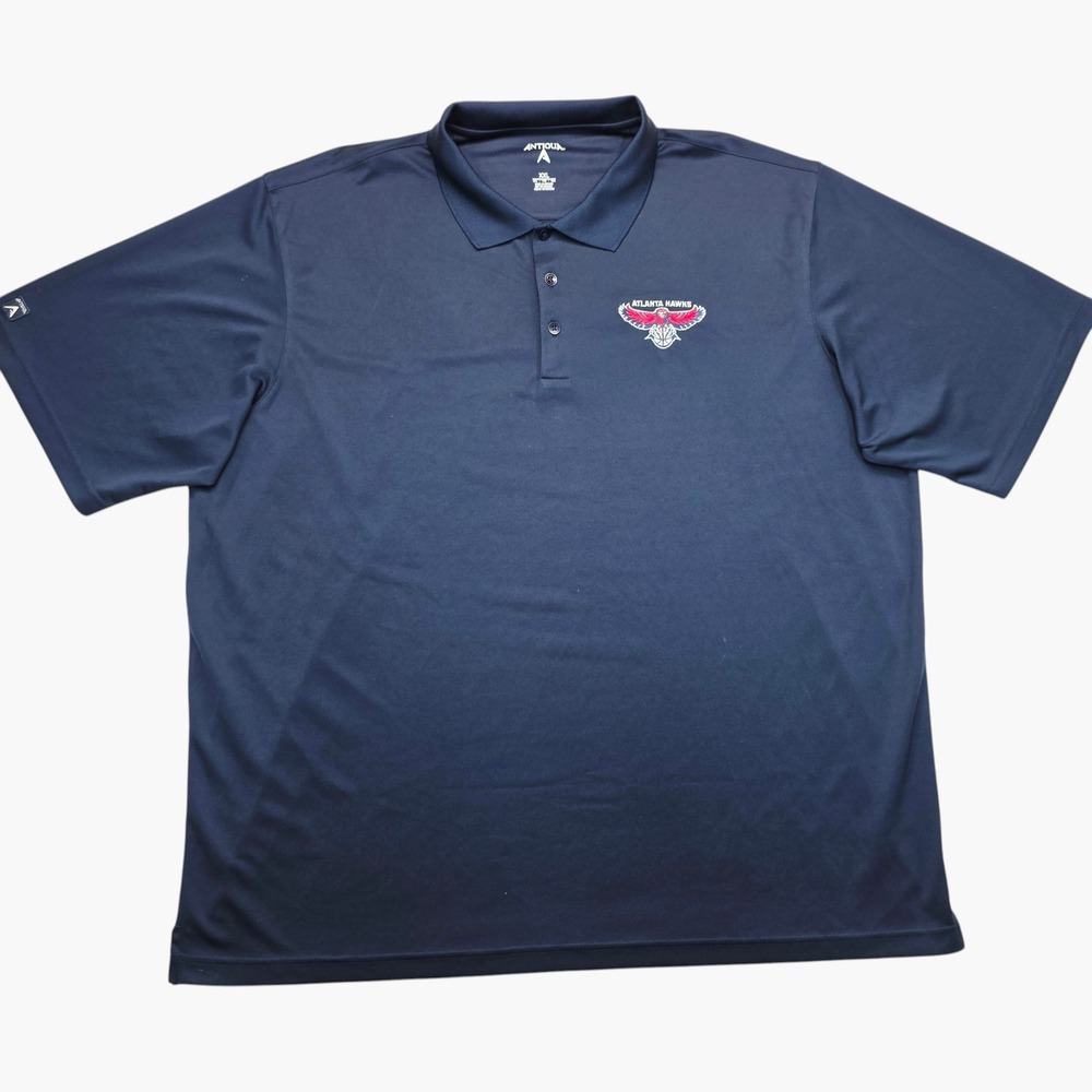 Antigua Atlanta Hawks NBA Polo Shirt Mens XXL Navy Blue Short Sleeve Golf Top